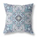 Palacedesigns 18 in. Floral Boho Indoor Outdoor Zippered Throw Pillow Light Blue & Gray PA3680290